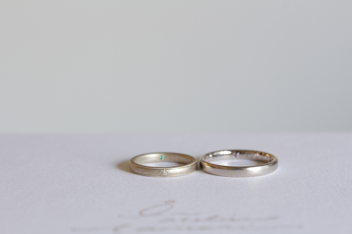 ミルグレインとダイヤモンドをお入れした結婚指輪