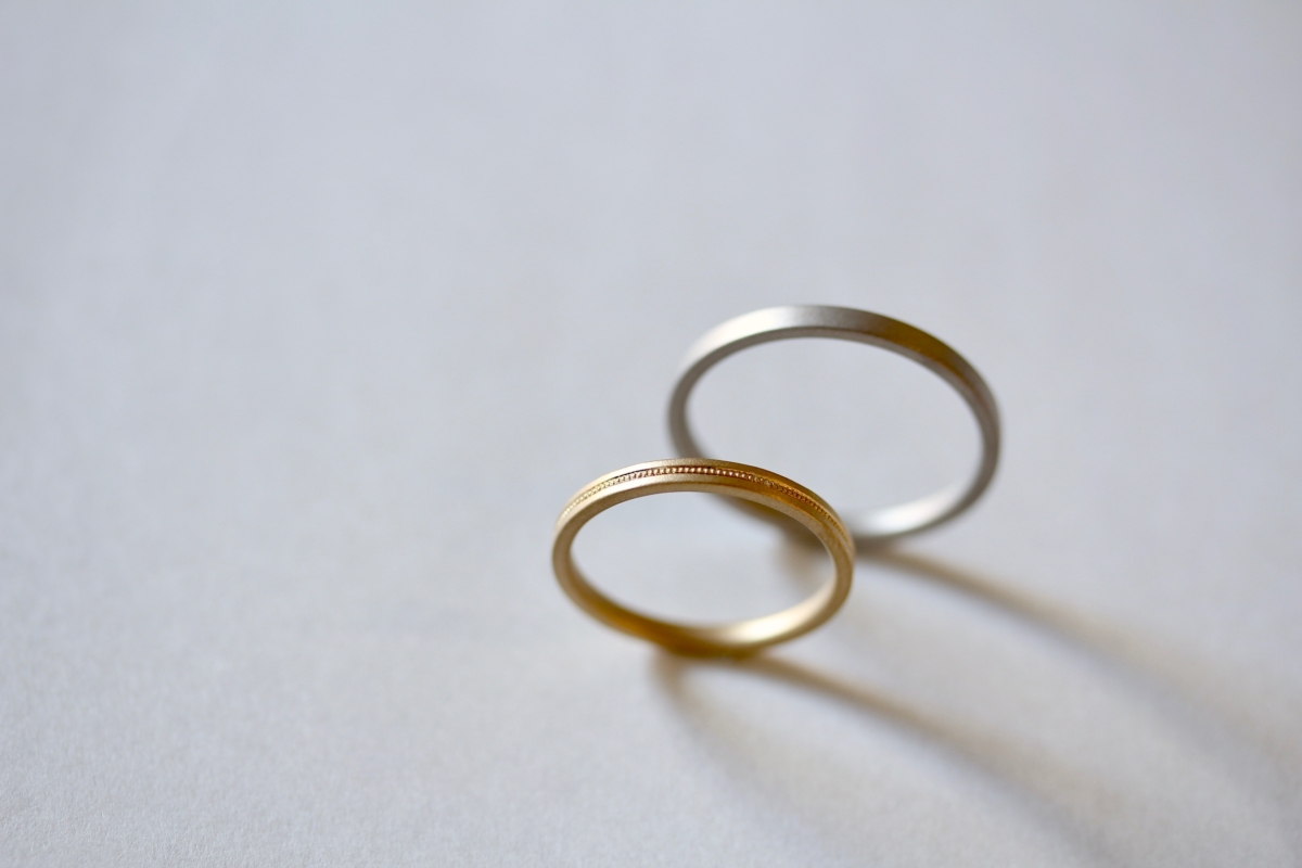 ミル打ちの結婚指輪