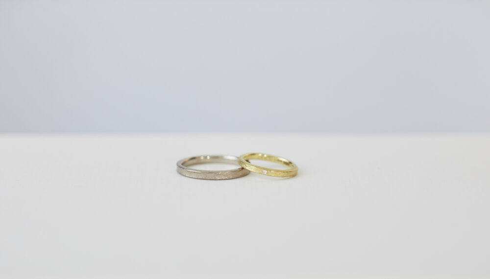 アトリエタマリの結婚指輪デザインmokume（木目）
