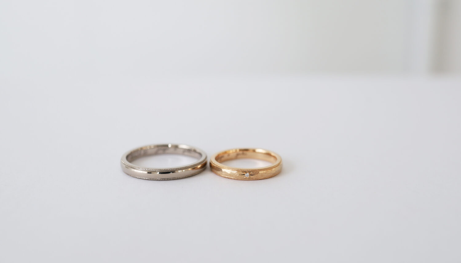 アトリエタマリの20金ピンクゴールドの結婚指輪　アンティーク