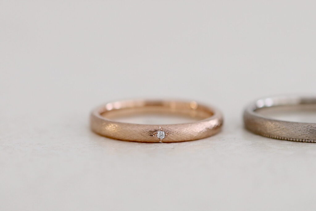 アトリエタマリの結婚指輪　大阪のオーダーメイド　K18ピンクゴールドの艶消し