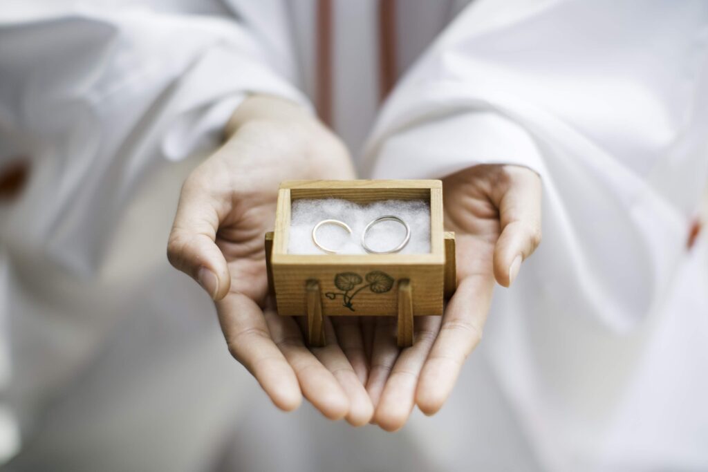 木箱のリングピロー　神前式にぴったり