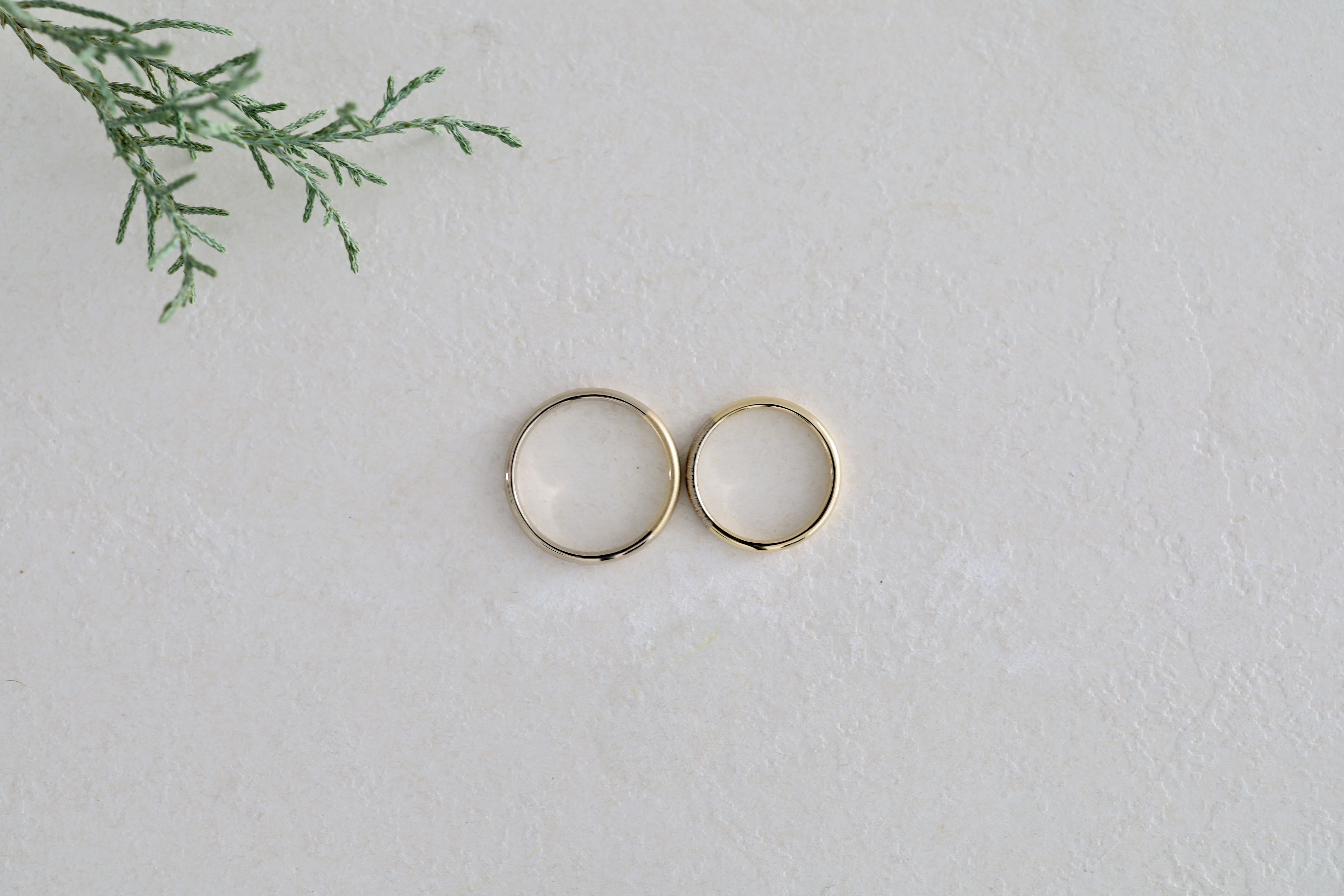 イエローゴールドとシャンパンゴールドの地金コンビ結婚指輪/ATELIERTAMARI(アトリエタマリ)大阪心斎橋・京都のオーダーメイドリング